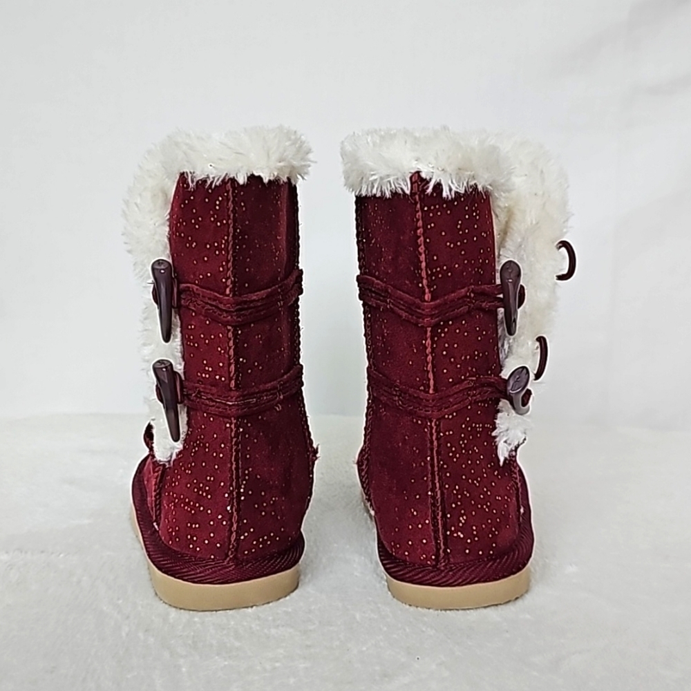 OLD NAVY | Burgundy Wine Sparkle Toggle Baby Winter Boots - Picture 2 of 6